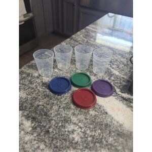 Tupperware Classic Sheer Tupper Minis Set Of 4, Blue, Green, Red, Purple Lids